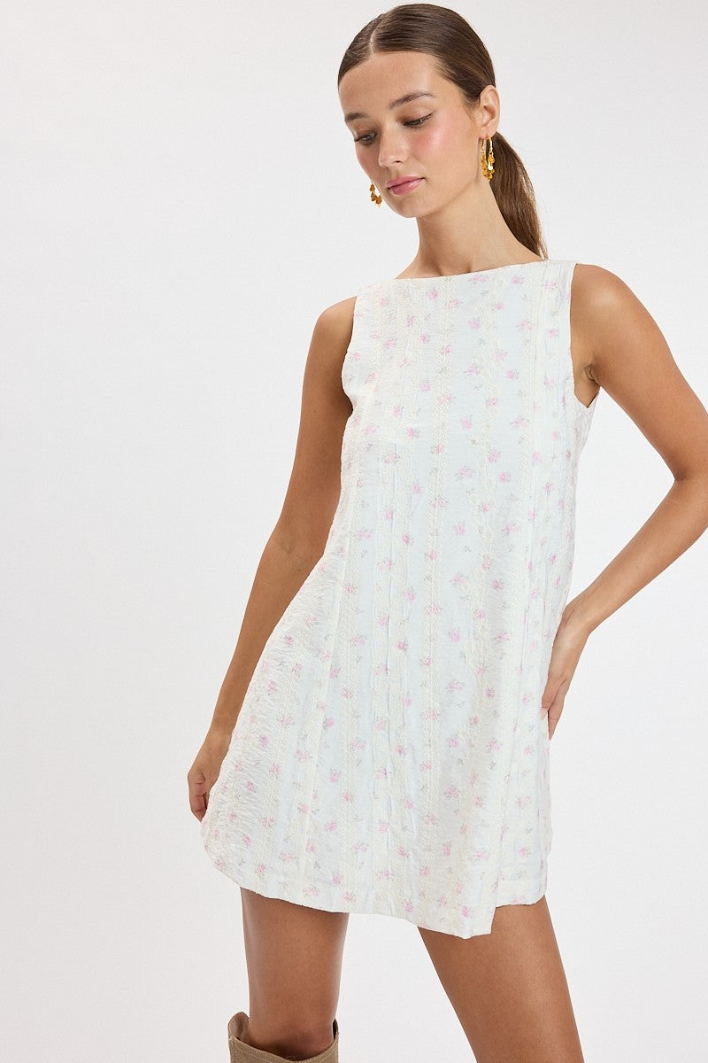 Ditsy Eyelet Mini Dress- Pink Pop