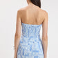 Patched Pattern Tube Mini Dress- Blue