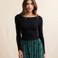 Ronan Boat Neck Knit Top- Black