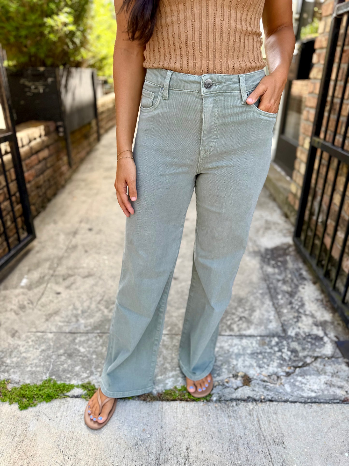 Maya (Sea Star Teal) HR Wide Leg Denim