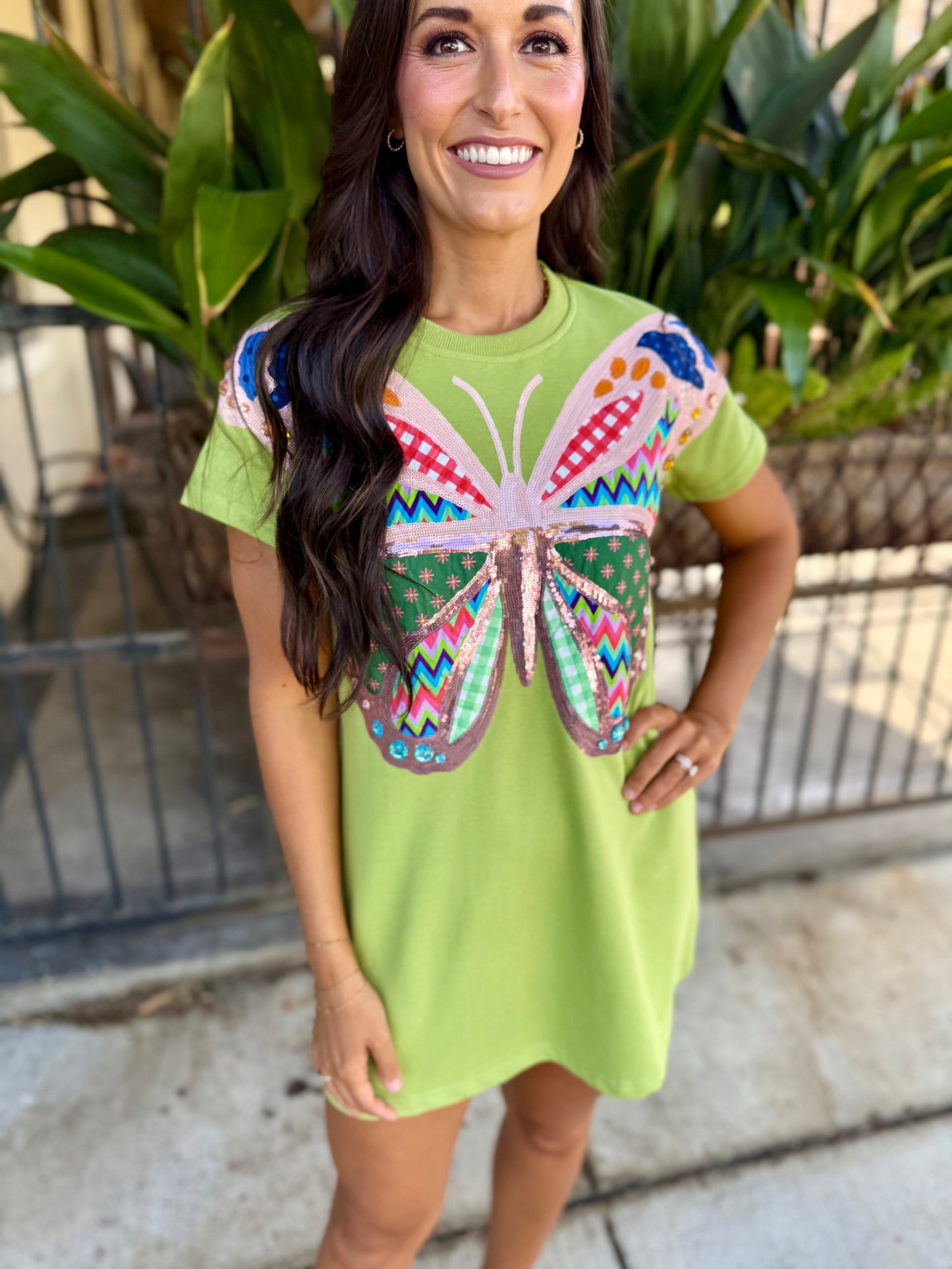 Queen Patchwork Butterfly Dress- Green