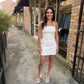 Alexa Contrast Stretch Denim Mini Dress- White