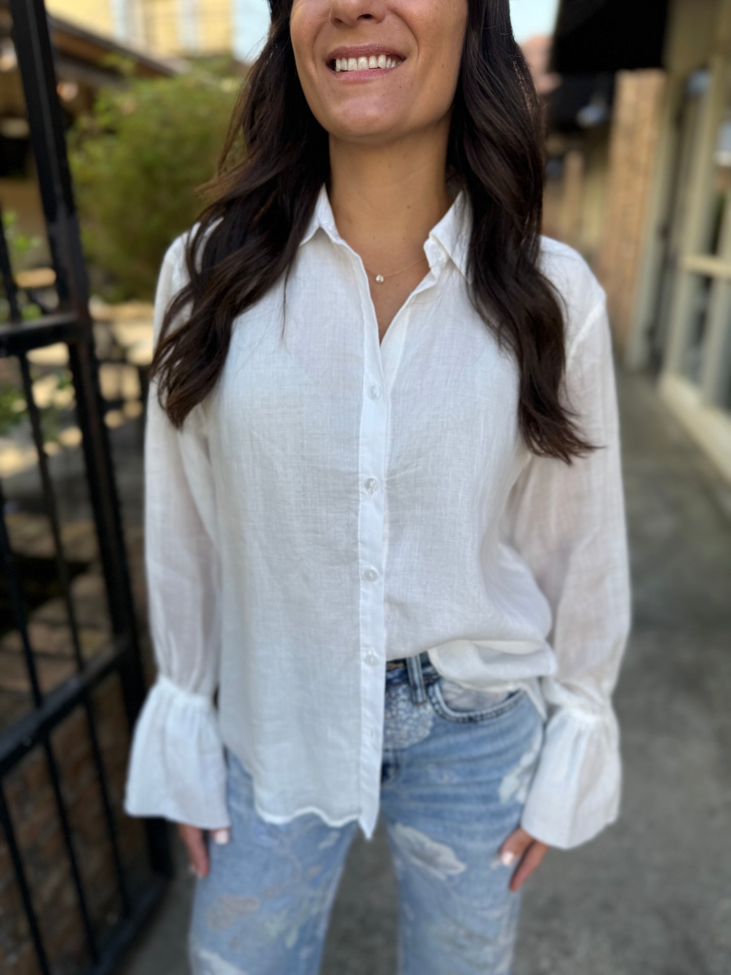 Vista Button Down Top- White