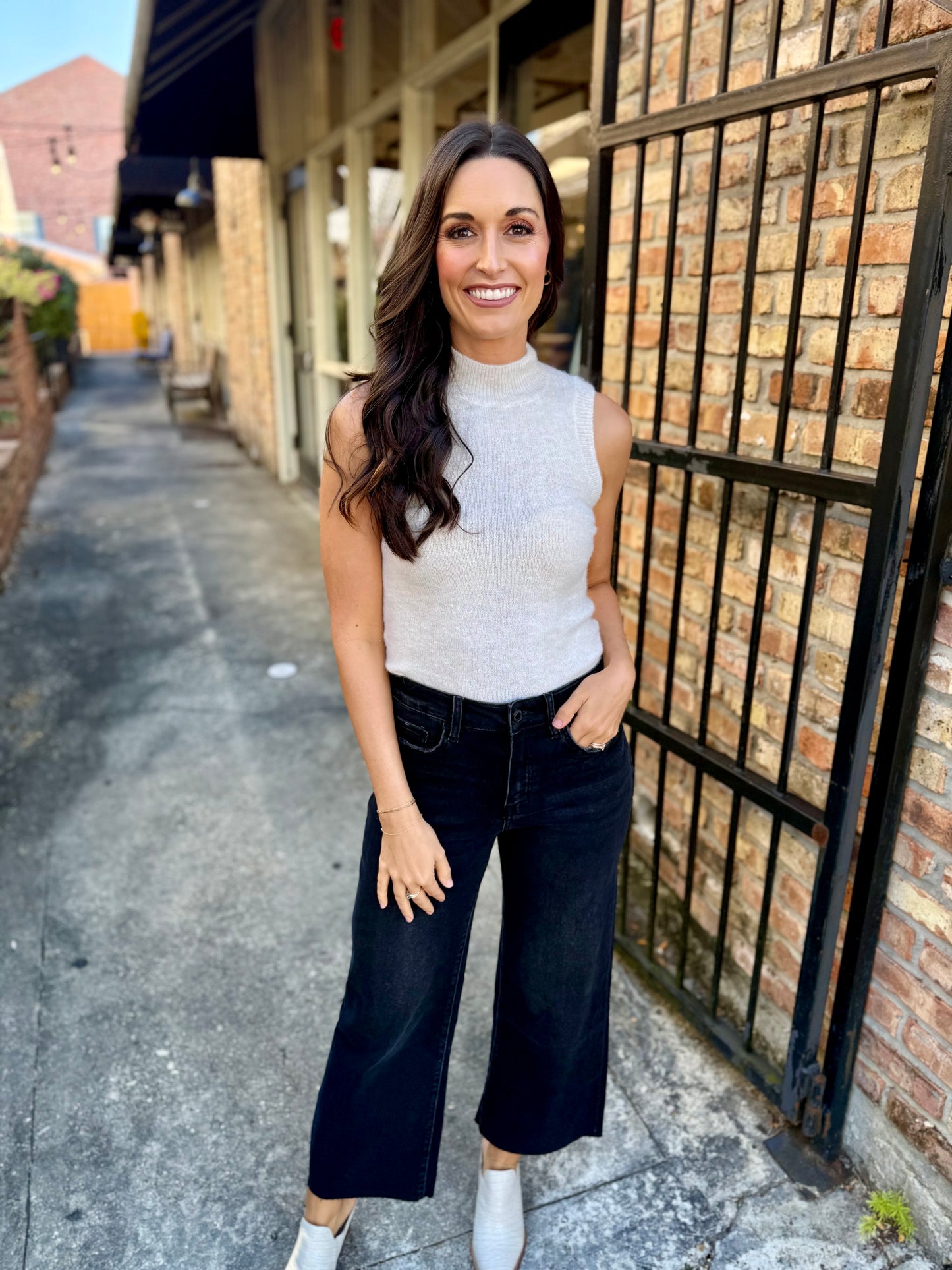 Brianna Turtleneck Sweater Tank- Cream