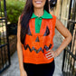 Queen Pumpkin Face Collar Button Up Vest