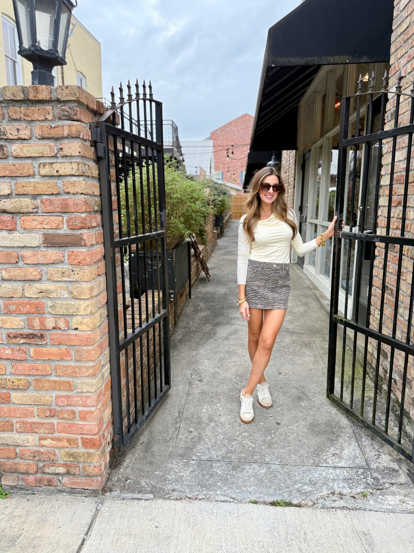 Tiger Print Stretch Mini Skirt