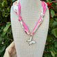 Scarf Necklace- Pink Hope/Butterfly