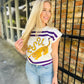 LSU Tiger Striped Short Sleeve Top