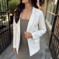 Lemoine Faux Leather Blazer- Ivory
