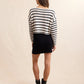 Rosalind Striped Crop Sweater- Cream/Black