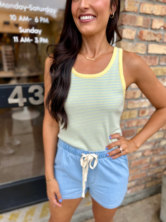 Landon Striped Tank- Blue/Yellow