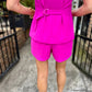 Lucas Button Vest- Hot Flamingo
