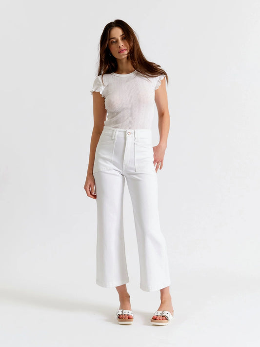 Valley Girl HR Patch Pocket Ankle Denim- Lamb