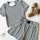 Nicole Striped Ribbed Tee- Navy/Blue