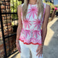 Becky Embroidery Peplum Top- Pink