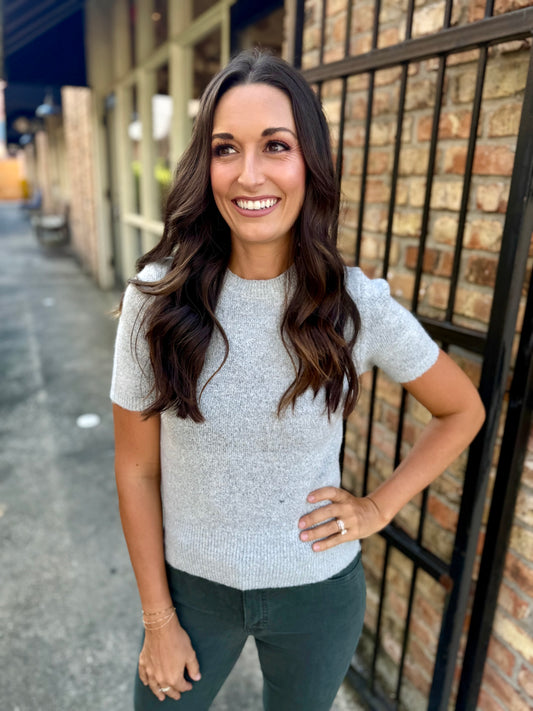 Sierra Crew Neck Sweater Top- Gray