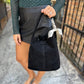 Danny Suede Shoulder Bag- Black
