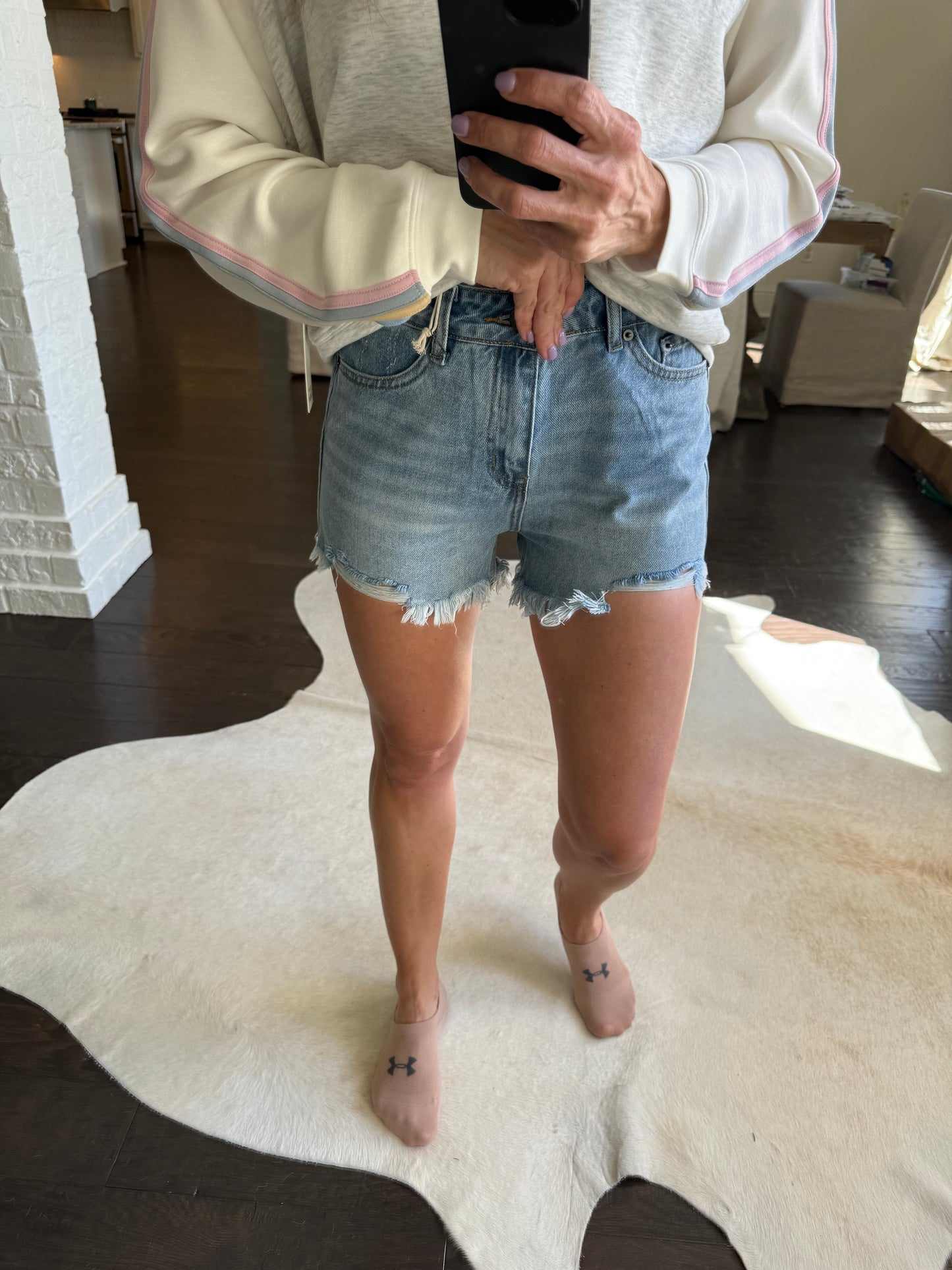 Boxy Denim Shorts- Med Blue