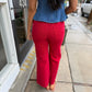 Meg (Ruby Red) HR Wide Leg Denim