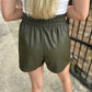 Skye Leather Shorts- Olive