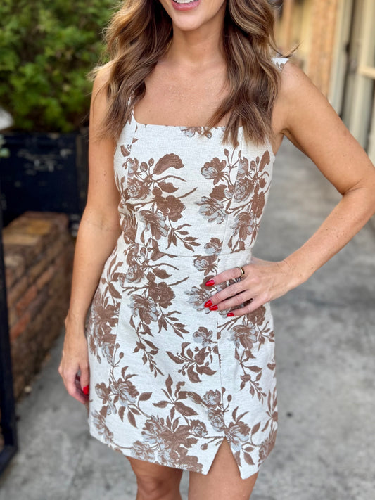 Premium Floral Jacquard Dress