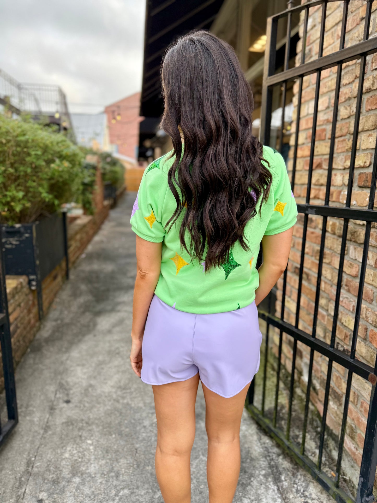 Mardi Gras Stars Top- Green