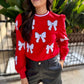 White Bow Sweatshirt- Red
