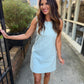 Eve Open Back Mini Dress- Mist