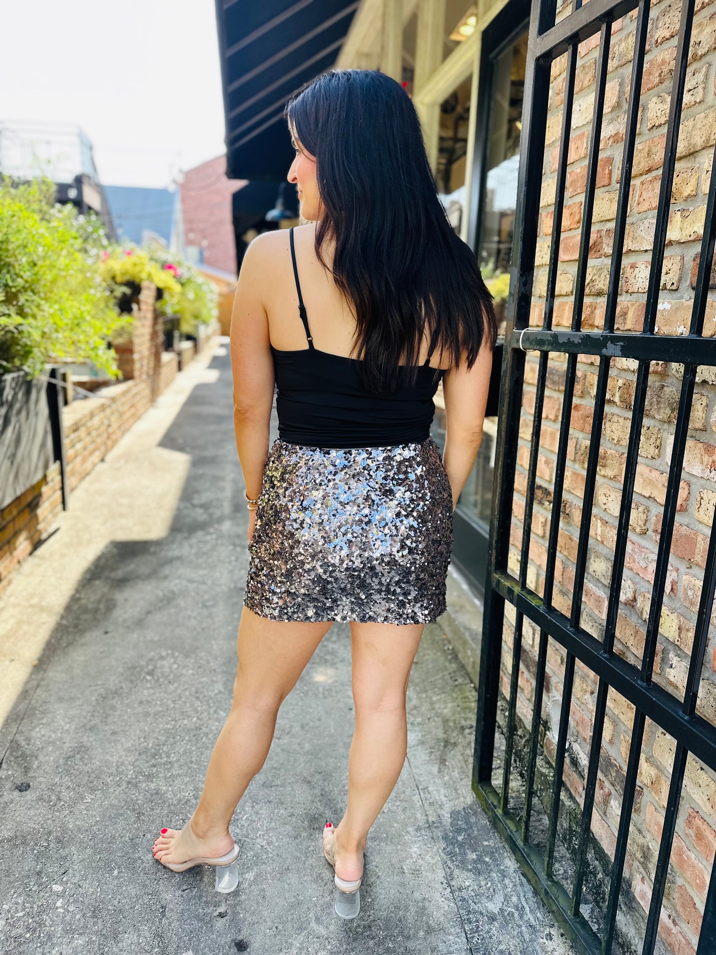Sequin Mini Skirt- Metal