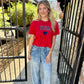 USA Heart Top- Red