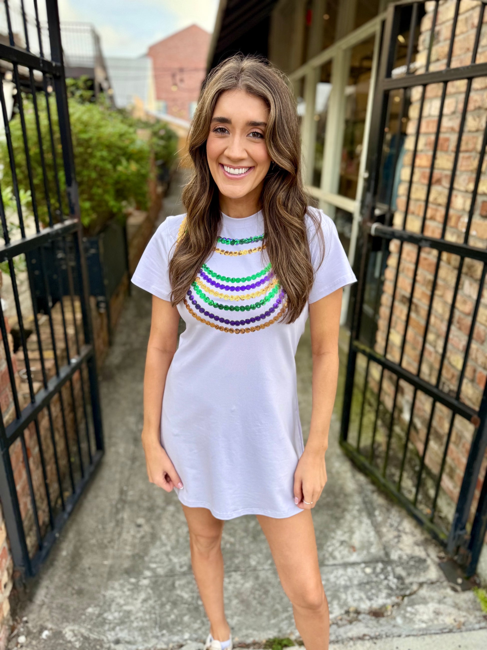 Mardi Gras Bead Dress- Lavender Medium Mardi Gras Bead Dress- Lavender Medium