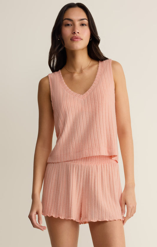 Z Supply Sloane V-Neck Rib- Bellini