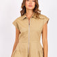 Seedling Contrast Stitch Romper- Khaki Ivory