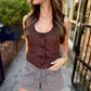 Fontanta Button Vest- Dark Chocolate