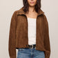 Z Supply Corin Bubble Hem Jacket- Saddle