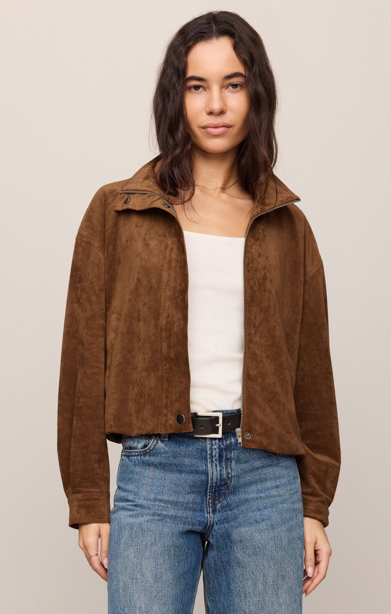 Z Supply Corin Bubble Hem Jacket- Saddle