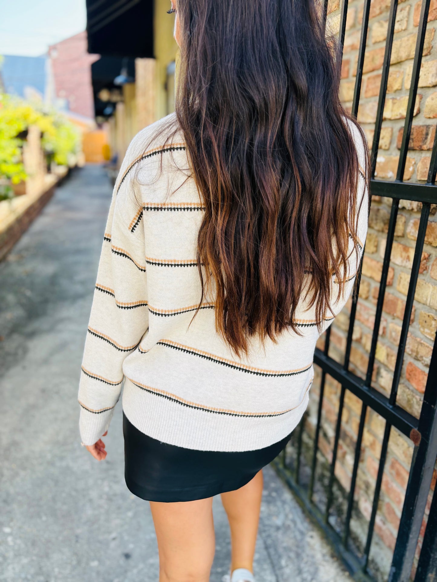 Specht Striped Crewneck Sweater- Ivory