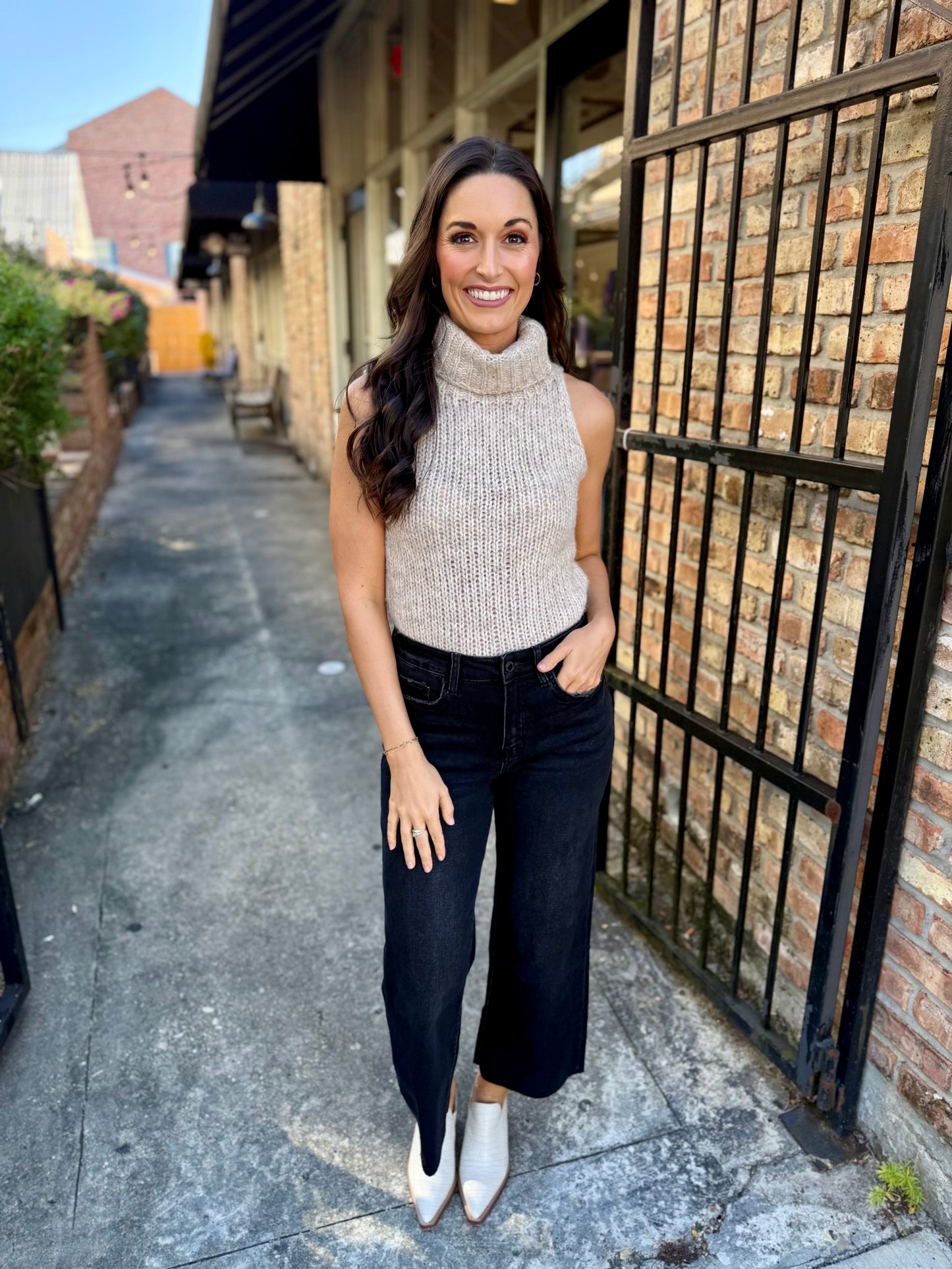 Saylor Turtleneck Sweater Tank- Oatmeal