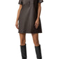 Tatiana Faux Leather Dress- Chocolate