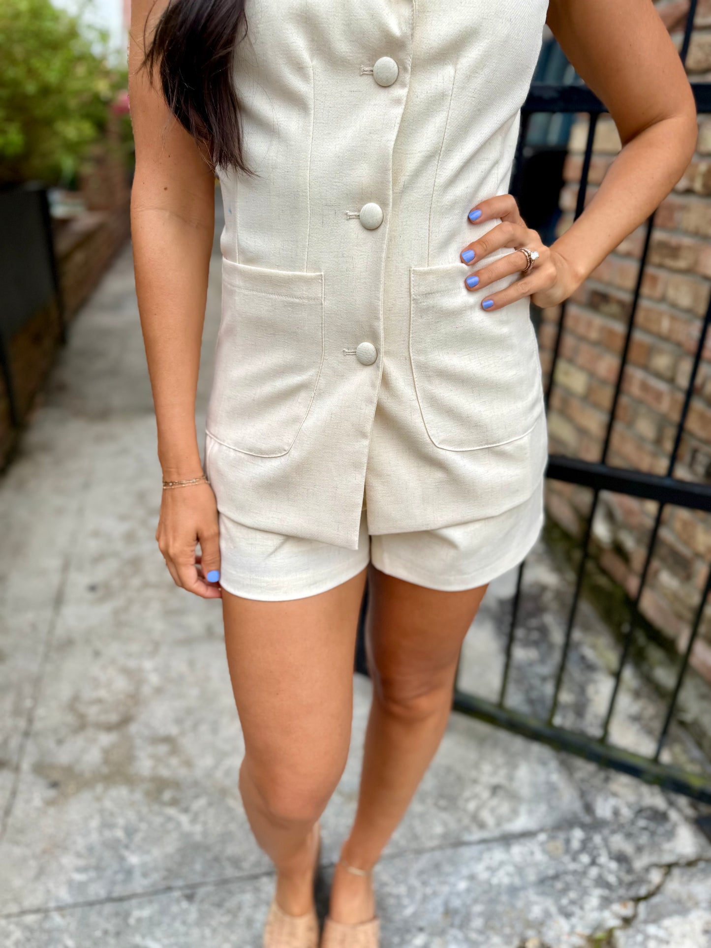 Mariana Blazer Vest- Cream