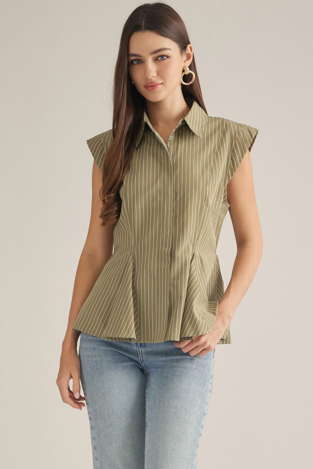 Ardis Stripe Top- Olive