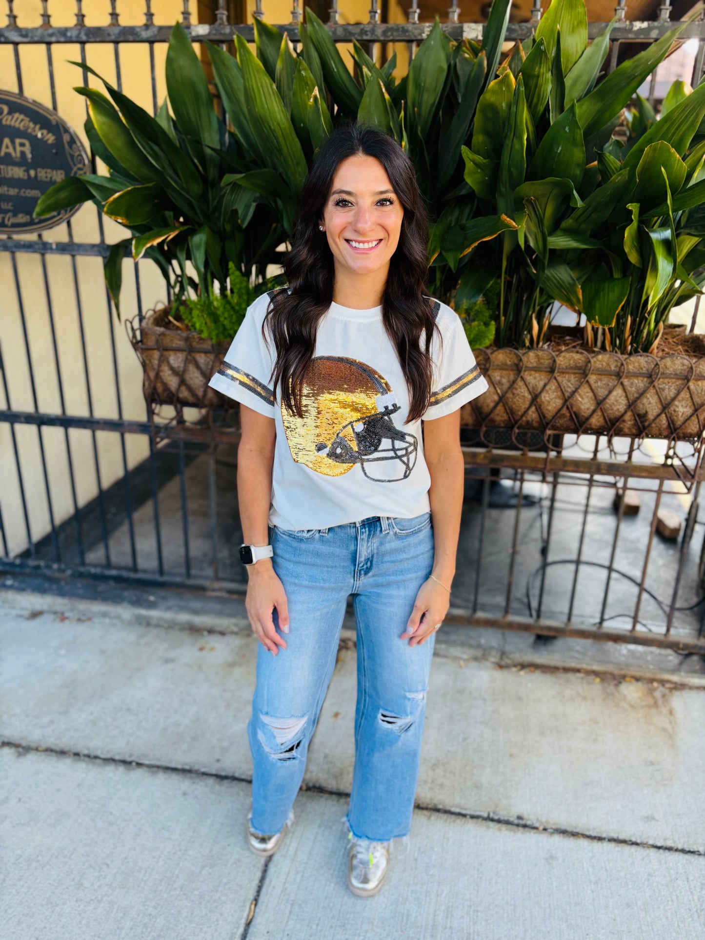 Miss Helmet Tee- Black & Gold