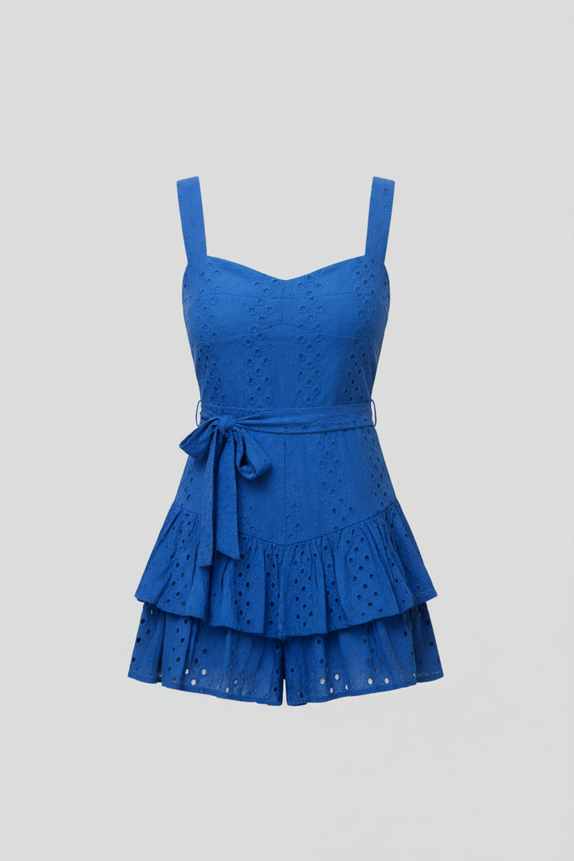 Hailey Romper- Blue Eyelet
