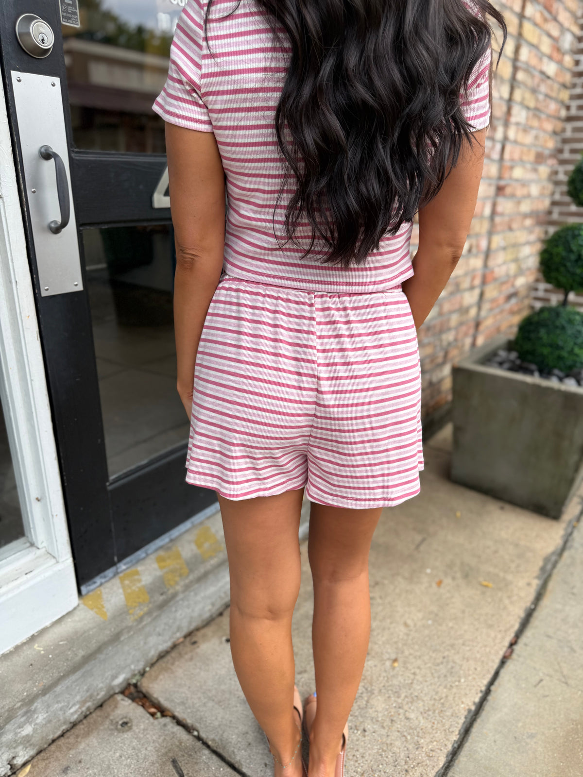 Nicole Striped Shorts- Pink/Rose