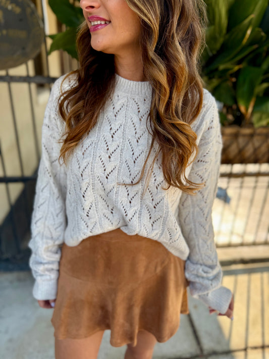 Wisteria Cable Sweater- Alpaca/Ivory