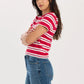 Zuma Stripe Crew Tee- Red