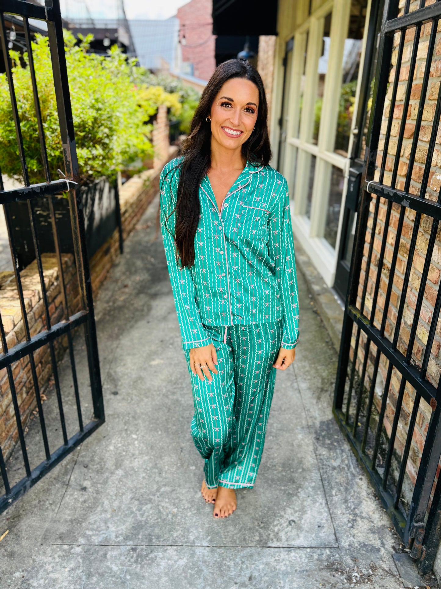 Charlotte in a Bow Pajamas- Green