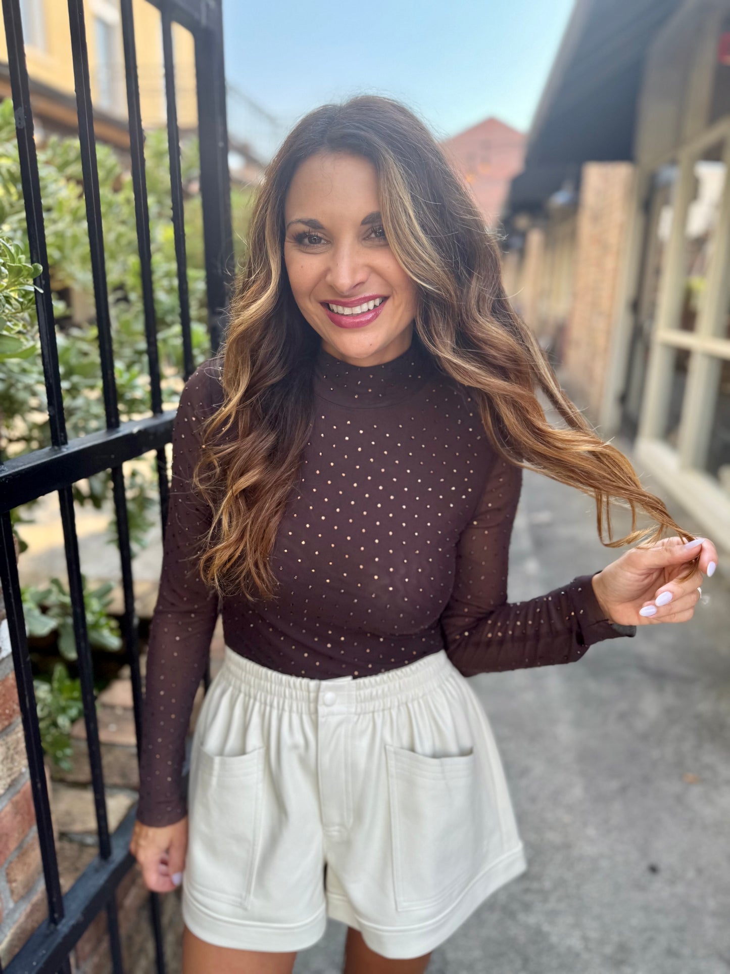 Albe Faux Leather Shorts- Off White