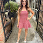 Emily Mini Dress- Pink Tweed