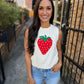 Strawberry Knit Tank- Cream